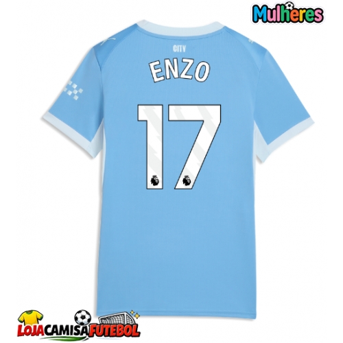 Camisa de Futebol Manchester City Enzo Fernandez #17 Equipamento Principal Mulheres 2026-27 Manga Curta